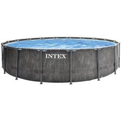 INTEX Prism Frame Premium Πισίνα με μεταλλικό πλαίσιο, φίλτρο νερού, σκάλα και κάλυμα 4,57 x 1,07m 26724NP
