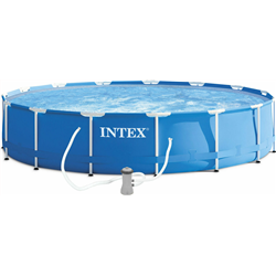 INTEX Metal Frame Πισίνα με μεταλλικό σκελετό φίλτρο νερού σκάλα και κάλυμα 457 x 122 cm 28242NP