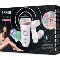 BRAUN 9-970 Silk Epil Senso Smart Skin Spa Wet & Dry με 13 αξεσουάρ White-RoseGold (4210201190424)